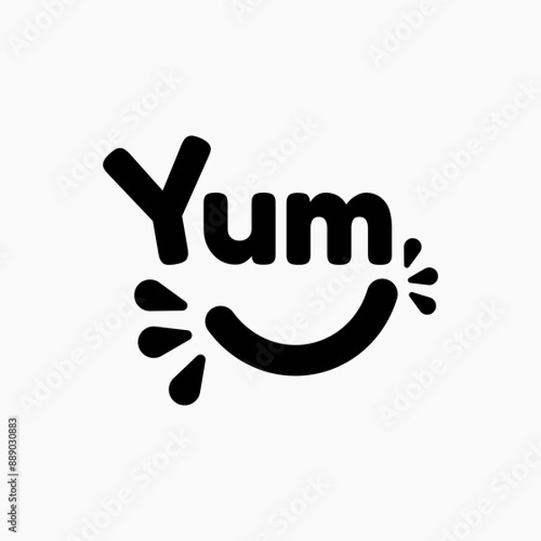 Obraz Yum Yum text. Only one single word. Printable graphic tee. Design doodle for print