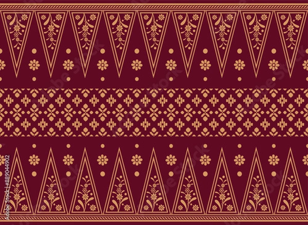 Fototapeta luxury Batik songket pattern frame border background 2.eps