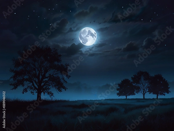 Fototapeta Serene and atmospheric desktop wallpaper featuring a night scene