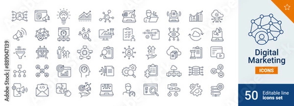 Fototapeta Digital icons Pixel perfect. Network, system, cloud, ...	
