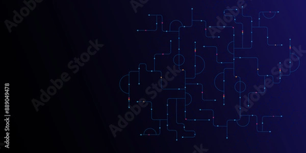 Obraz Vectors Abstract connecting lines and dots., Social networking, network connection and global communication technology background