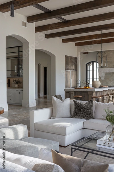 Obraz Transitional interior design, living space, modern home