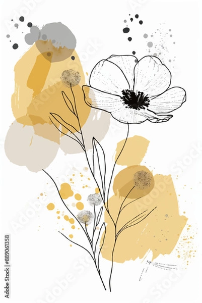 Obraz Vector hand drawn abstract watercolor flower