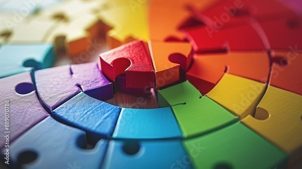 Fototapeta Shopping online is represented by a puzzle piece on a vibrant pie chart.