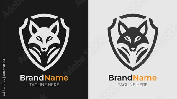 Obraz Fierce Fox Shield Logo Design