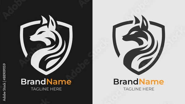 Obraz Minimalist fierce angry fox logo design
