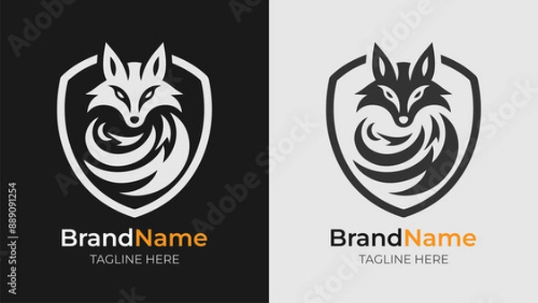 Obraz Stylized angry fox logo for branding