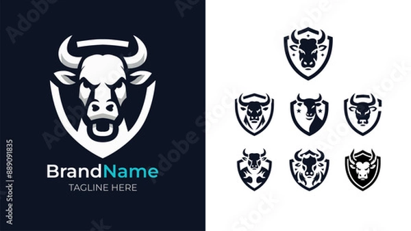 Obraz Expressive cow head logo collection