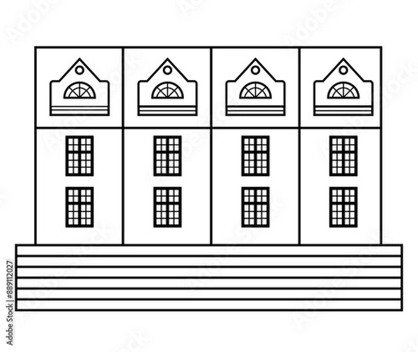 Fototapeta Real Estate and Property Concept in Linear Graphic Design, Big house, coloring book