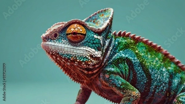 Fototapeta Detailed Close-Up of a Vibrant Chameleon