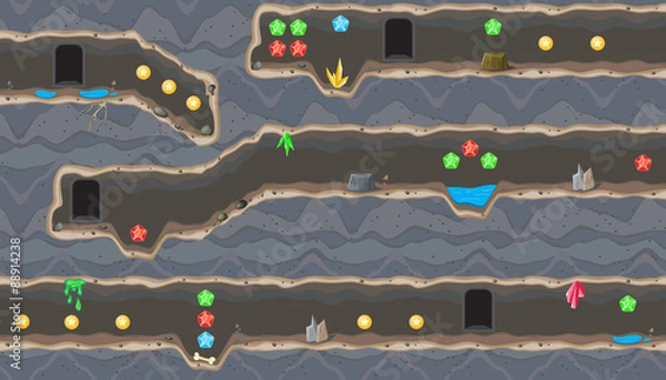 Fototapeta Seamless editable underpass for platform game design