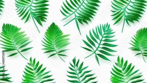 Obraz green leaves of various plants on a white background