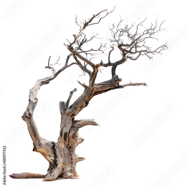 Fototapeta Dead dried tree on transparent background. 