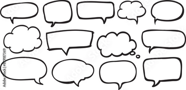 Obraz Set of Hand drawn Speech Bubbles Hand Drawn Vector illustration on transparent background