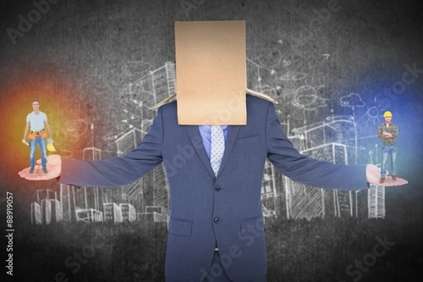 Obraz Composite image of handyman smiling 