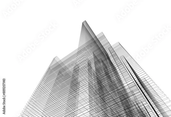 Fototapeta Abstract city sketch 3d rendering