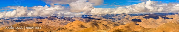 Fototapeta Mountain with clouds sky in Tibet