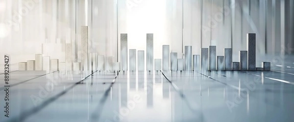 Fototapeta Clean and precise bar graph showcasing a significant surge in stock values against a pristine white surface.