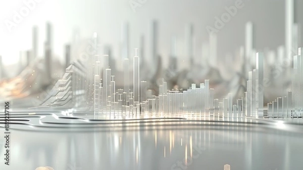 Fototapeta Clean side view of a minimalist marketing graph, presenting dynamic trends with precision and minimalist elegance.