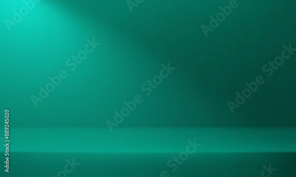 Fototapeta Green Studio background. Dark green Background Empty Room Studio with table. Empty room with light shadow. Space for selling products on the website. Vector illustration.