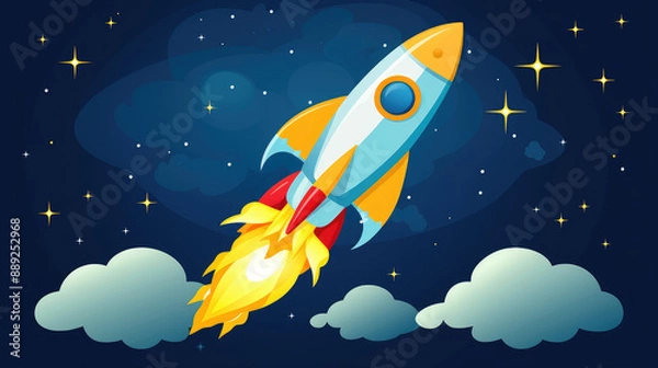 Obraz Blasting Off into the Starry Night