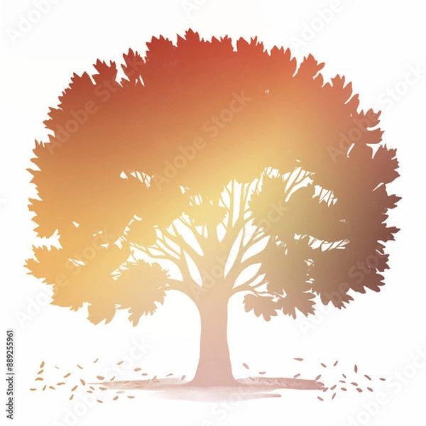 Fototapeta Autumn Tree Silouhette and Shape With Transparent Background