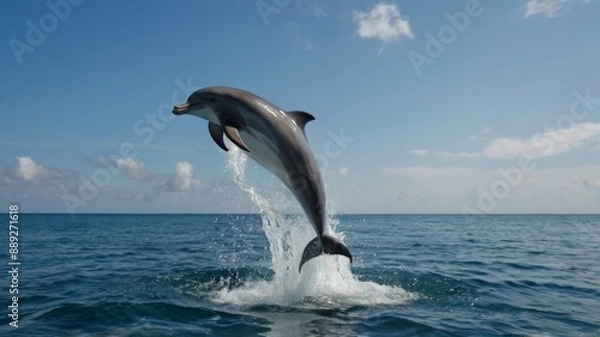 Fototapeta Dolphin jumping around ocean 
