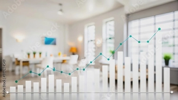 Fototapeta Real Estate Market Data Presentation Backdrop with Infographic Elements
