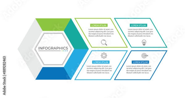 Fototapeta Vector infographic design template with 4 options or steps