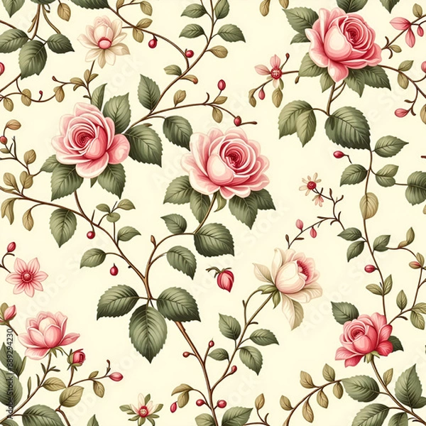 Fototapeta seamless pattern with flowers