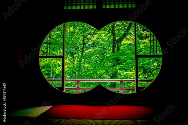 Obraz 日本文化の庭園、新緑の美