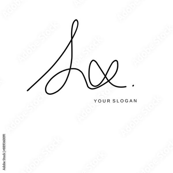 Fototapeta Lx Initial signature logo vector design
