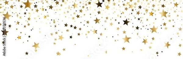 Fototapeta 
A white background with golden stars falling in the upper right corner, creating an elegant and festive atmosphere for New Year's celebration or other special events.