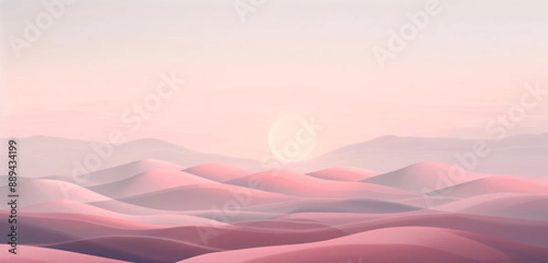 Fototapeta A calming wallpaper showcasing a minimalist landscape with soft gradients and gentle colors.