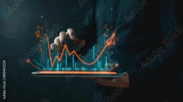 Fototapeta tablet pc with graphs and charts