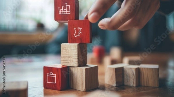 Fototapeta hand holding blocks