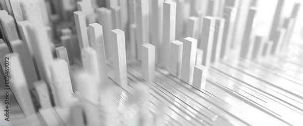Fototapeta Elegant and precise bar graph indicating a sudden surge in market performance against a clean white backdrop.