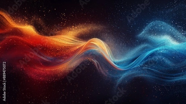 Fototapeta abstract glowing color wave with a grainy gradient backdrop