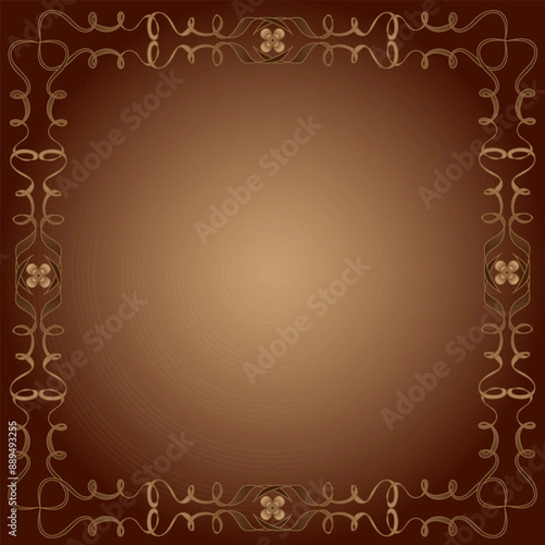 Fototapeta Beautiful patterned quadrangular frame on a brown background