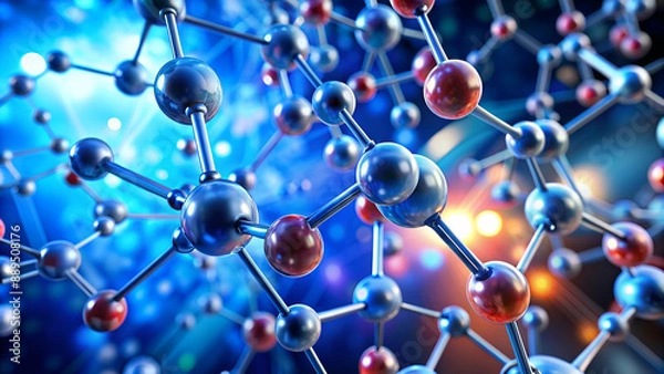 Fototapeta Molecule or atom structure, science background