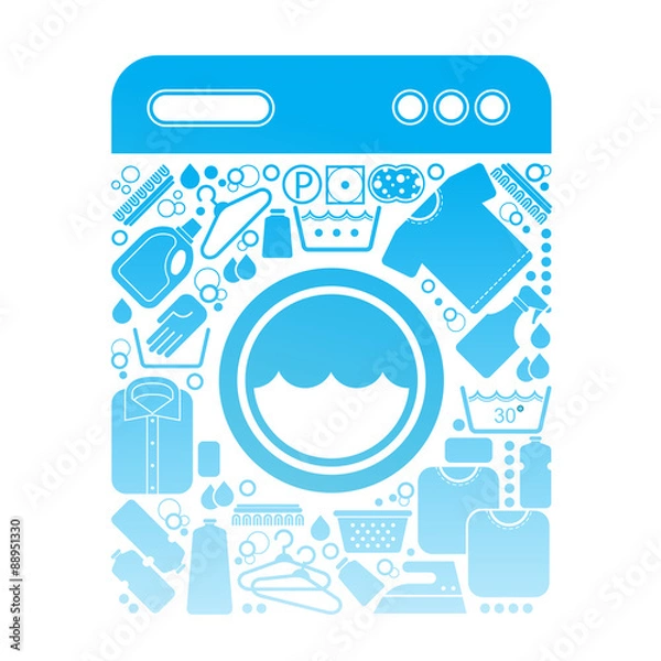 Obraz Composition with laundry symbols.