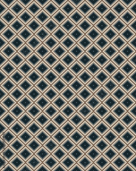 Obraz Seamless beige and blue block pattern design background