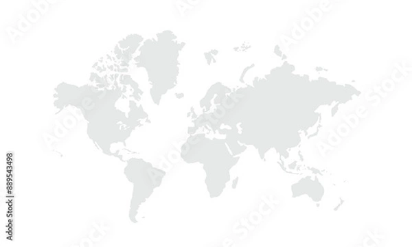 Obraz World map Grayscale,isolated on white background for website layouts,background,education, precise,customizable,Travel worldwide,map silhouette backdrop,earth geography, political,reports.