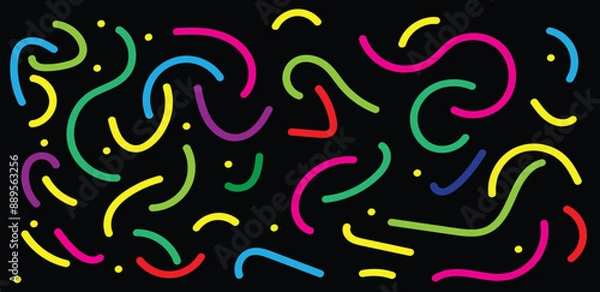 Obraz  Fun colorful line doodle seamless pattern.