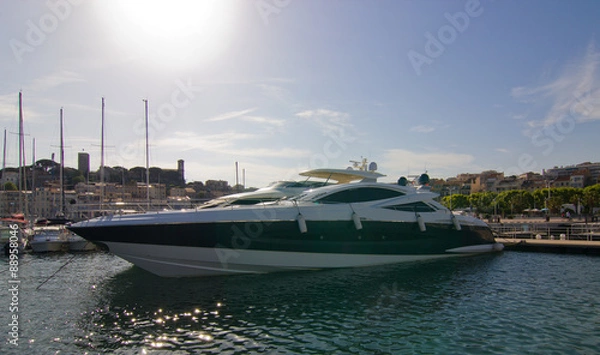 Obraz Awesome yacht in the bay of Barcelona (Spain)