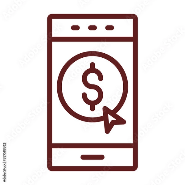 Fototapeta  Mobile Vector Line Maroon Icon Design