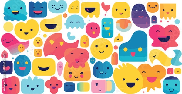 Obraz Seamless pattern with cute monsters. Vector illustration in flat style