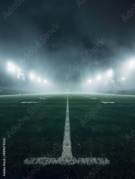 Fototapeta A soccer field with a white line dividing the two halves, ideal for sports or action-themed projects