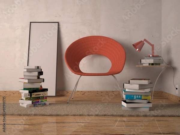 Obraz Quarto com pilha de livros