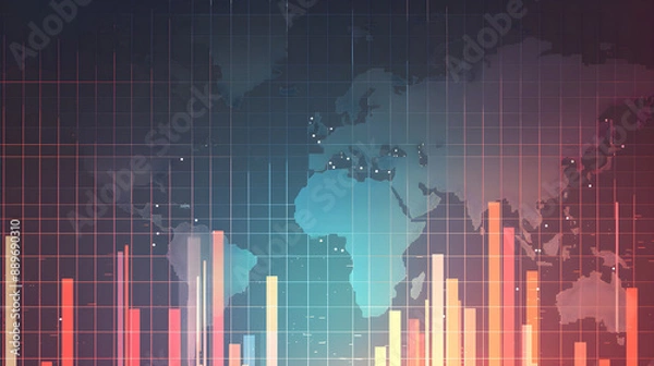 Fototapeta The 20-Year Journey of Economic Prosperity: GDP Growth Rate Visual Map gdp rate trend
